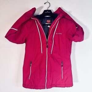 COLUMBIA Thermal Coil, Hooded Jacket Full Zip Size S Raspberry Pink